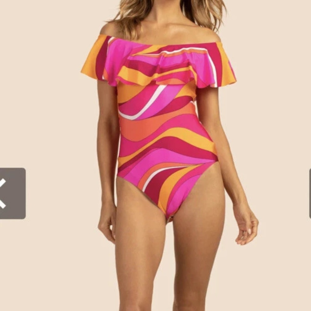 NWT Trina Turk Vibrant Off-Shoulder Swimsuit size 10,